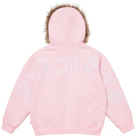 Supreme Faux Fur Zip Up Hooded Sweatshirt Light Pink