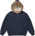 Supreme Faux Fur Zip Up Hooded Sweatshirt - Navy (front)