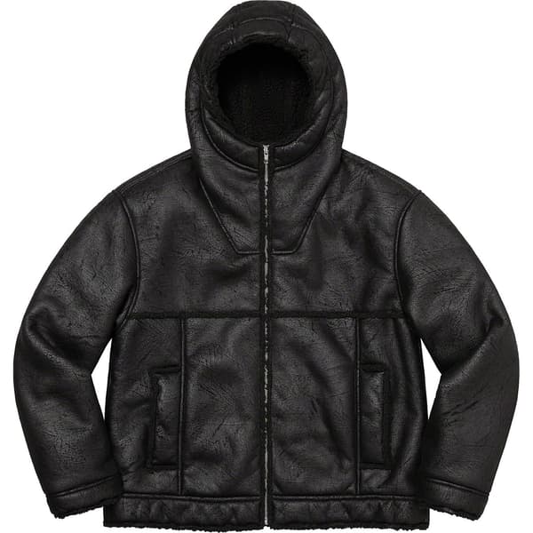 Supreme Faux Shearling Hooded Jacket - Black (front)