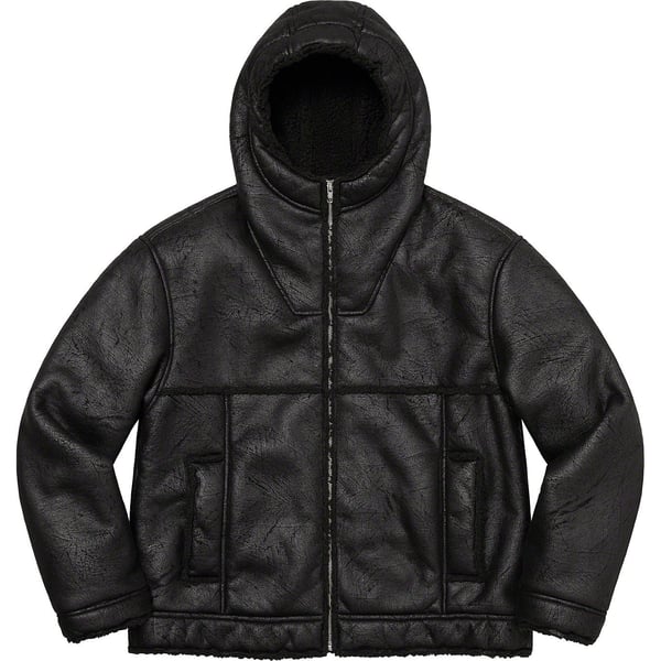 Supreme Faux Shearling Hooded Jacket - Black (front)