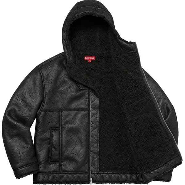 Supreme Faux Shearling Hooded Jacket - Black (front)