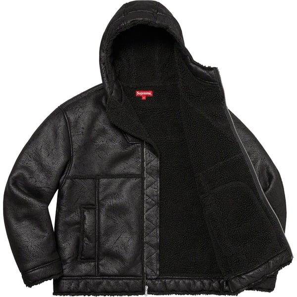 Supreme Faux Shearling Hooded Jacket - Black (front)