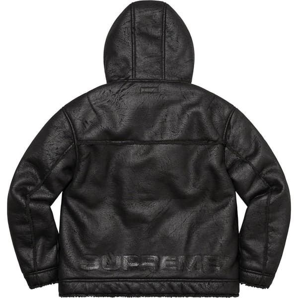 Supreme Faux Shearling Hooded Jacket - Black (front)