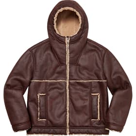 Supreme Faux Shearling Hooded Jacket Brick