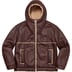 Supreme Faux Shearling Hooded Jacket - Brick (front)