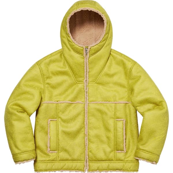 Supreme Faux Shearling Hooded Jacket - Citrus (front)