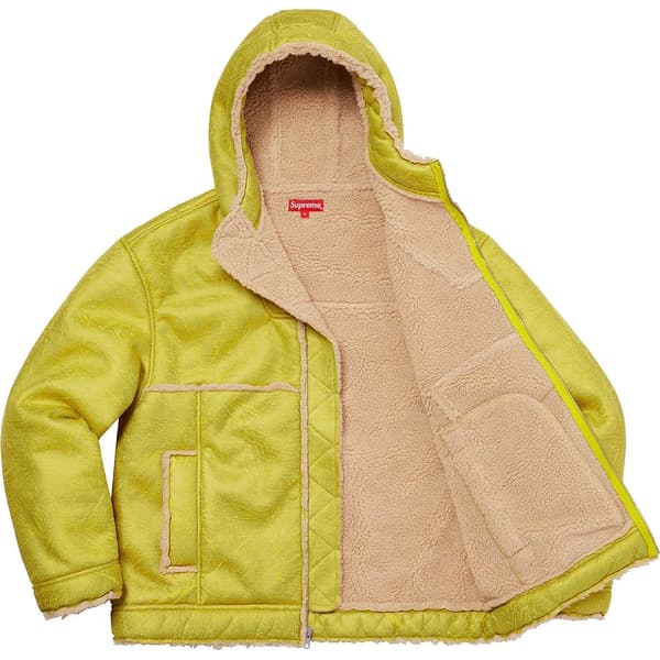 Supreme Faux Shearling Hooded Jacket - Citrus (front)