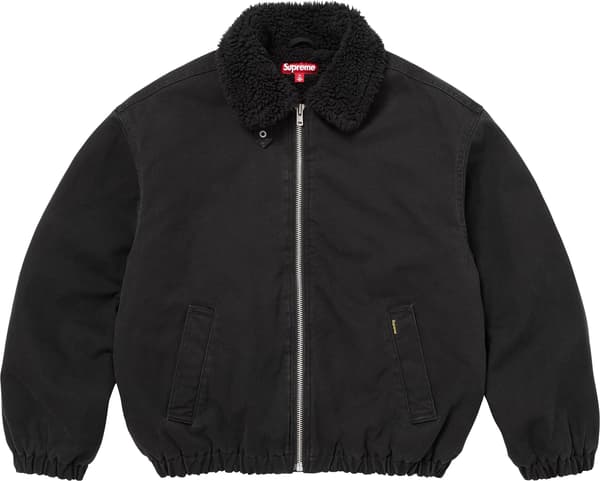 Supreme Faux Shearling Lined Bomber Jacket - Black (front)