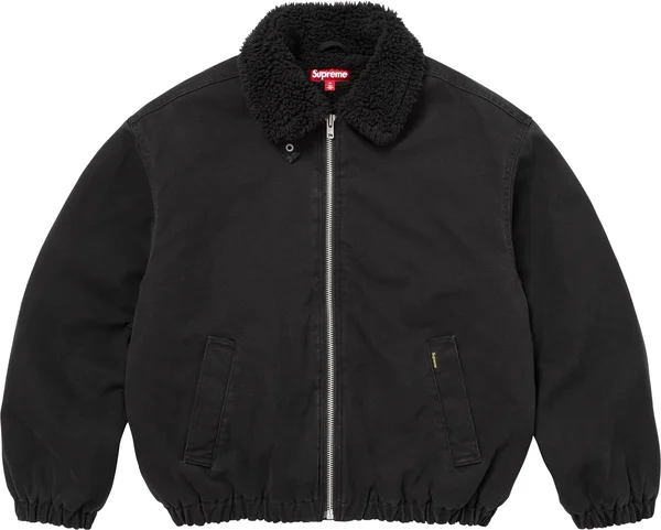 Supreme Faux Shearling Lined Bomber Jacket - Black (front)
