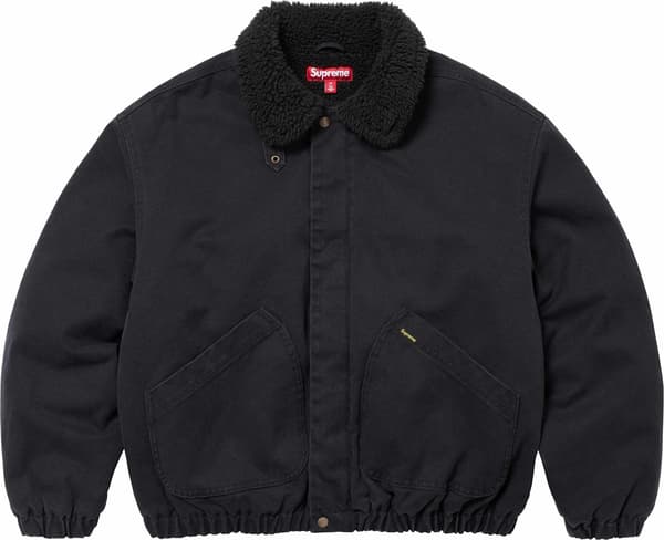 Supreme Faux Shearling Lined Bomber Jacket - Black (front)