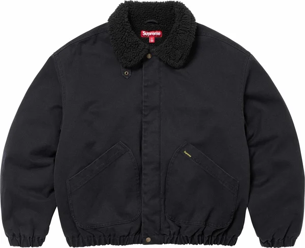 Supreme Faux Shearling Lined Bomber Jacket - Black (front)