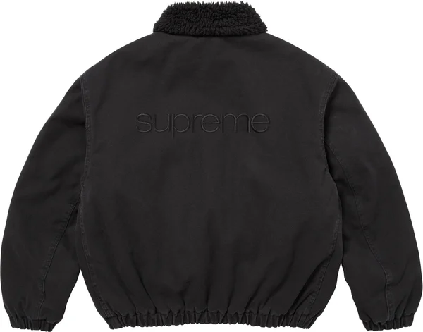Supreme Faux Shearling Lined Bomber Jacket - Black (front)