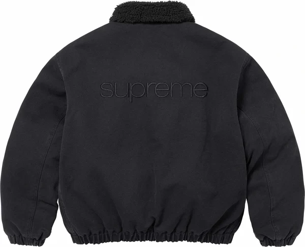 Supreme Faux Shearling Lined Bomber Jacket - Black (front)