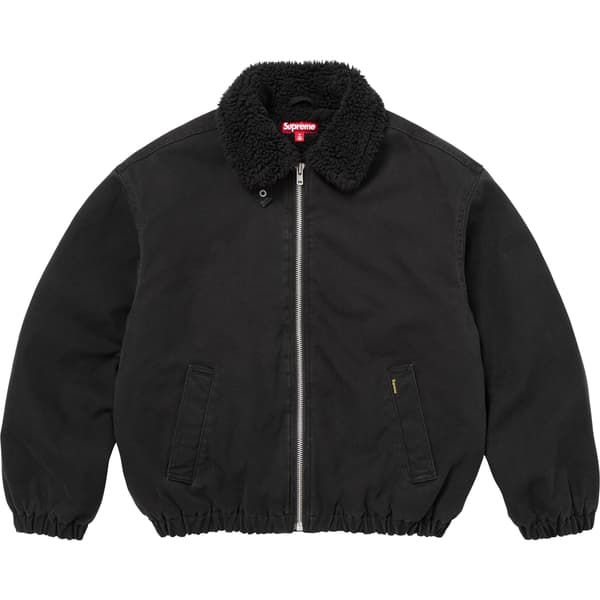 Supreme Faux Shearling Lined Bomber Jacket - Black (front)