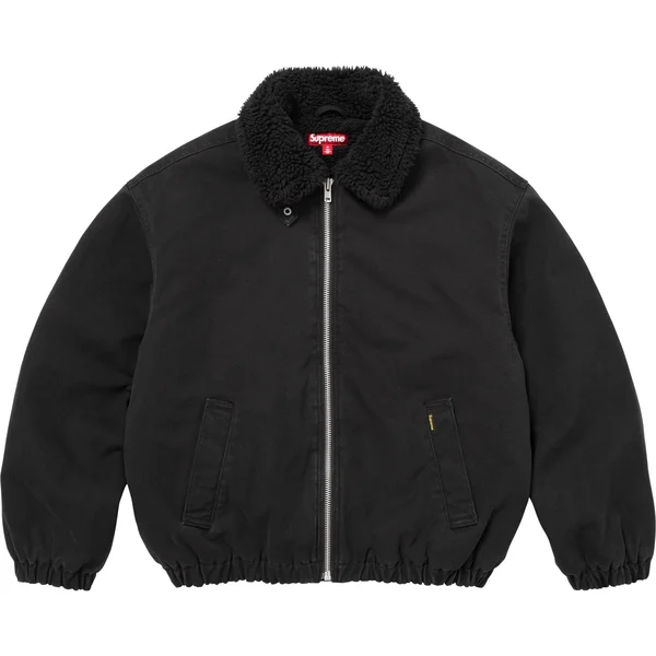 Supreme Faux Shearling Lined Bomber Jacket - Black (front)