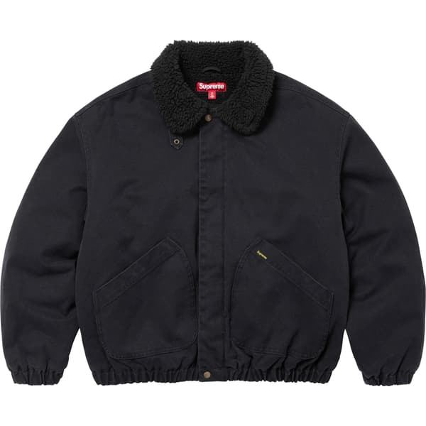 Supreme Faux Shearling Lined Bomber Jacket - Black (front)