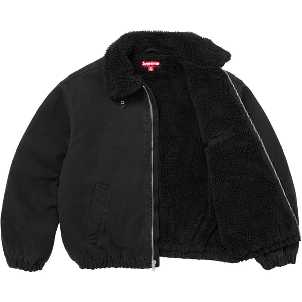 Supreme Faux Shearling Lined Bomber Jacket - Black (front)