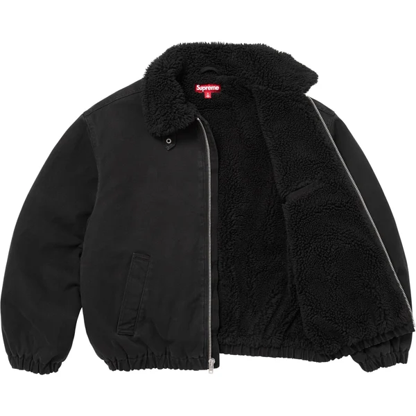 Supreme Faux Shearling Lined Bomber Jacket - Black (front)
