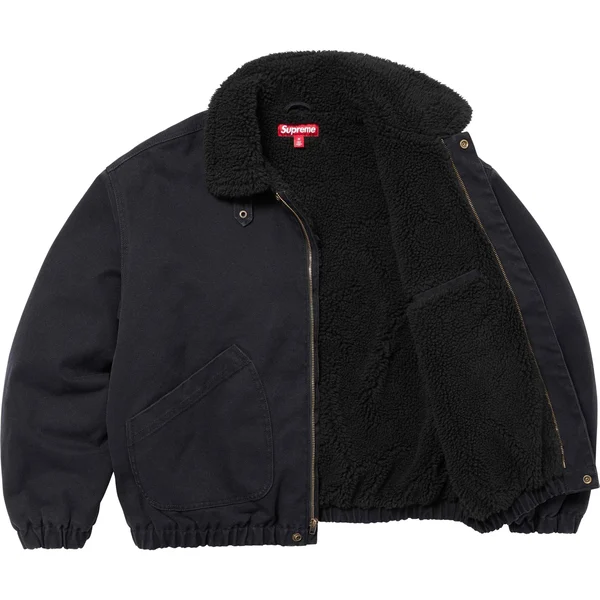 Supreme Faux Shearling Lined Bomber Jacket - Black (front)