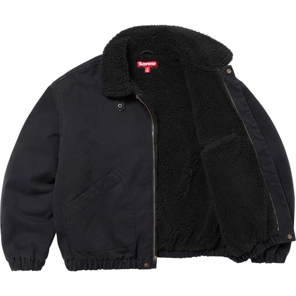 Supreme Faux Shearling Lined Bomber Jacket - Black (front)