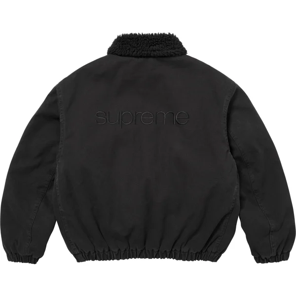 Supreme Faux Shearling Lined Bomber Jacket - Black (front)
