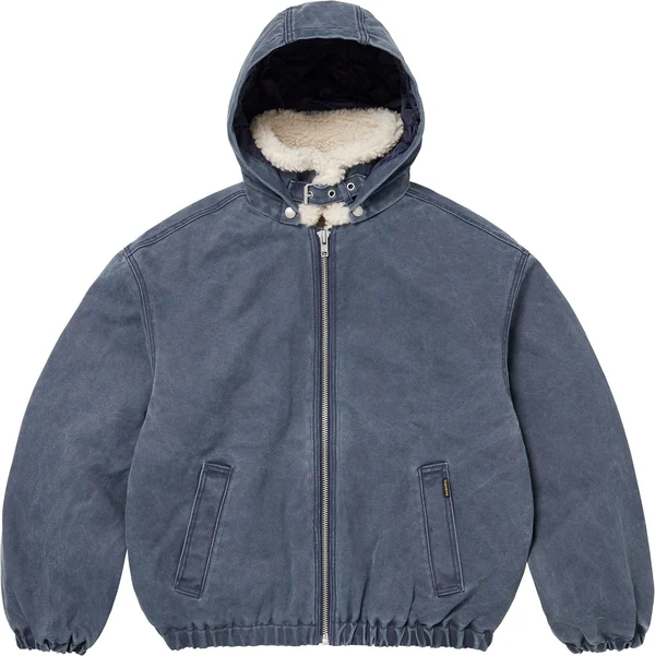 Supreme Faux Shearling Lined Bomber Jacket - Navy (front)