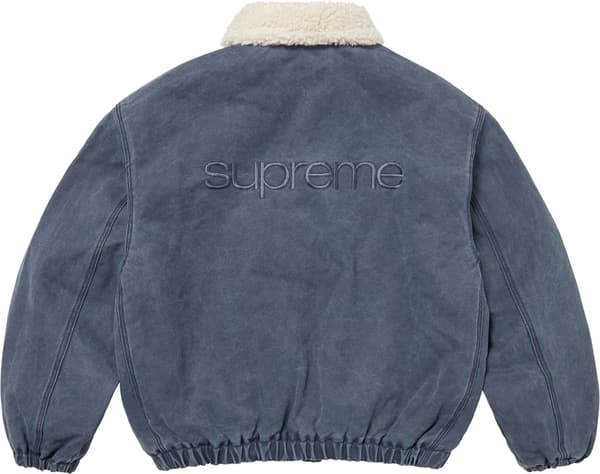 Supreme Faux Shearling Lined Bomber Jacket - Navy (front)