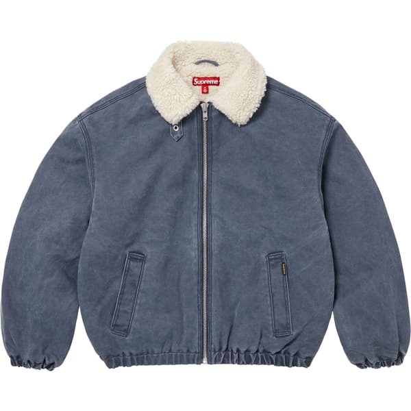 Supreme Faux Shearling Lined Bomber Jacket - Navy (front)
