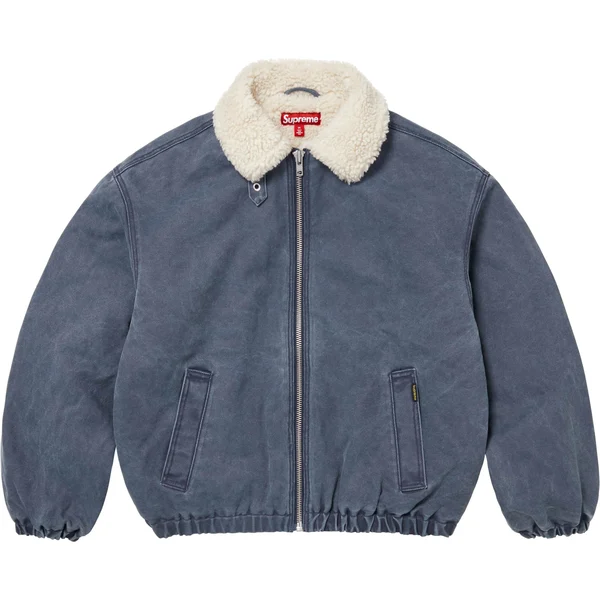 Supreme Faux Shearling Lined Bomber Jacket - Navy (front)
