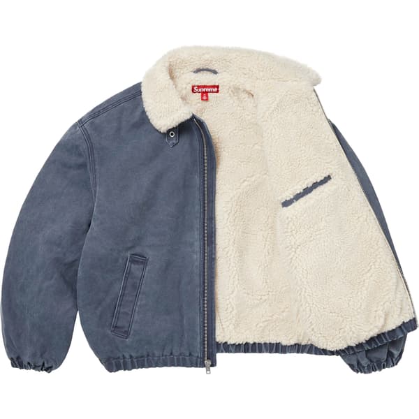 Supreme Faux Shearling Lined Bomber Jacket - Navy (front)