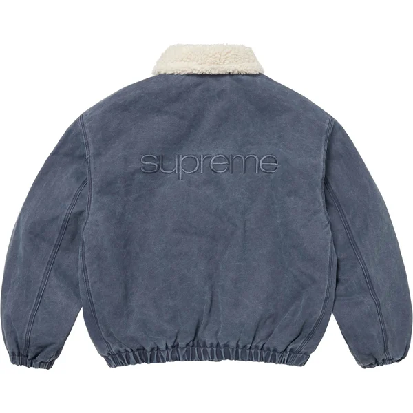 Supreme Faux Shearling Lined Bomber Jacket - Navy (front)