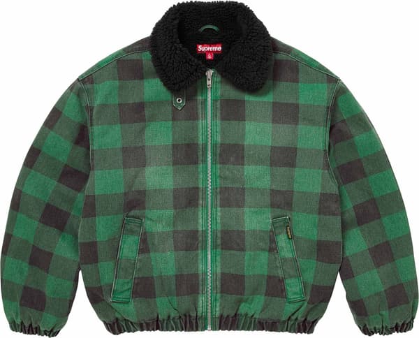 Supreme Faux Shearling Lined Bomber Jacket - Plaid (front)