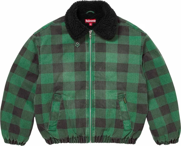 Supreme Faux Shearling Lined Bomber Jacket - Plaid (front)