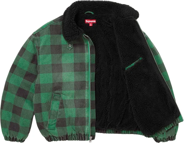 Supreme Faux Shearling Lined Bomber Jacket - Plaid (front)