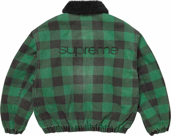 Supreme Faux Shearling Lined Bomber Jacket - Plaid (front)