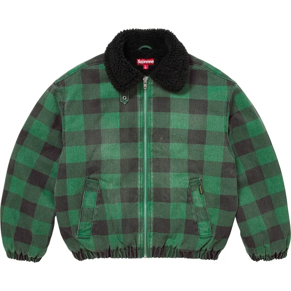 Supreme Faux Shearling Lined Bomber Jacket - Plaid (front)