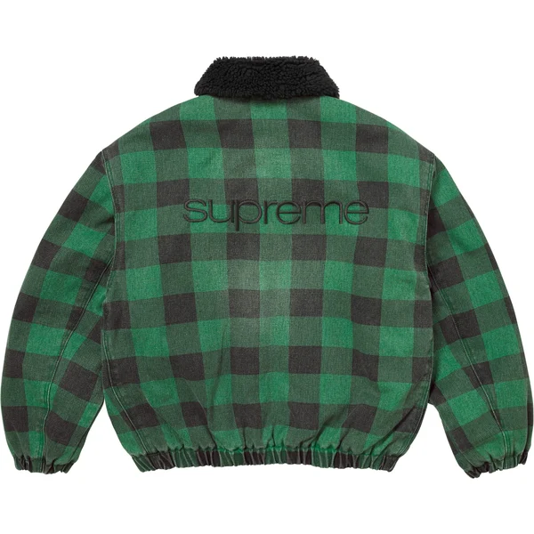 Supreme Faux Shearling Lined Bomber Jacket - Plaid (front)