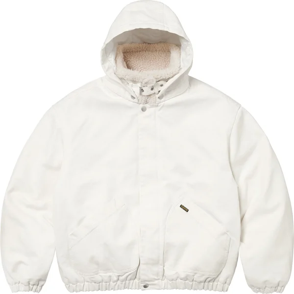 Supreme Faux Shearling Lined Bomber Jacket - White (front)