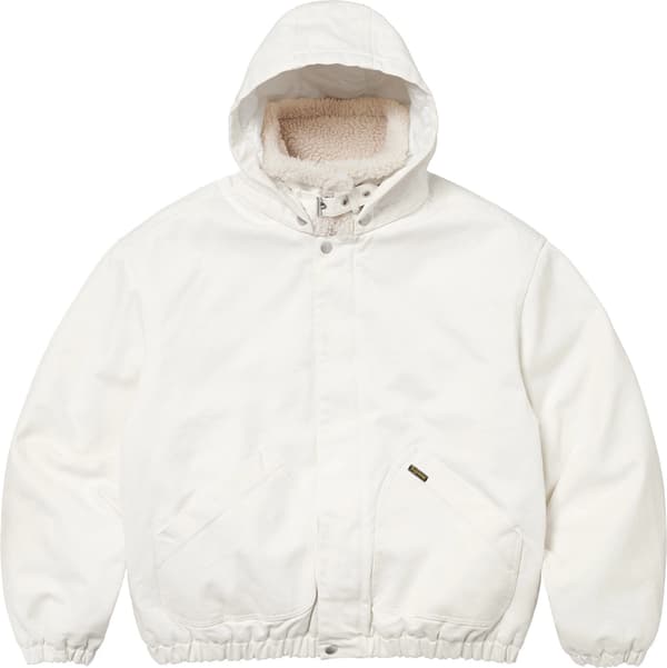 Supreme Faux Shearling Lined Bomber Jacket - White (front)