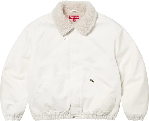 Supreme Faux Shearling Lined Bomber Jacket - White (front)
