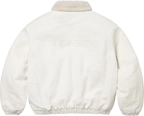 Supreme Faux Shearling Lined Bomber Jacket - White (front)
