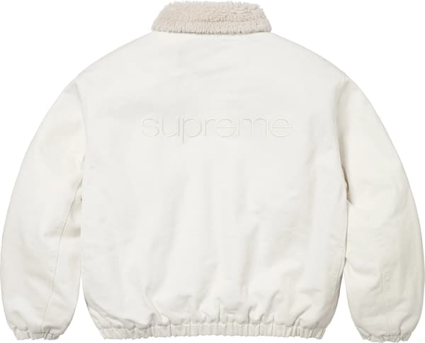 Supreme Faux Shearling Lined Bomber Jacket - White (front)