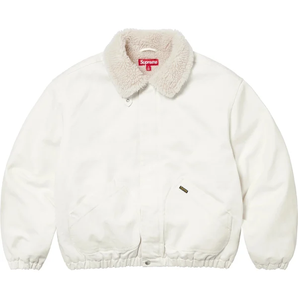 Supreme Faux Shearling Lined Bomber Jacket - White (front)