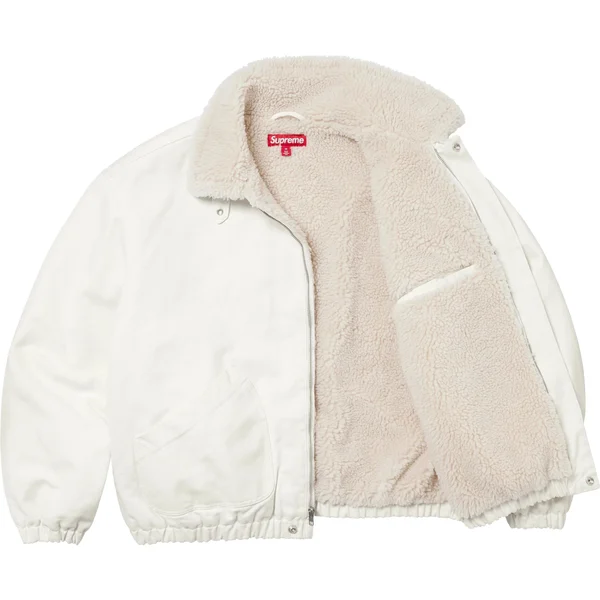 Supreme Faux Shearling Lined Bomber Jacket - White (front)