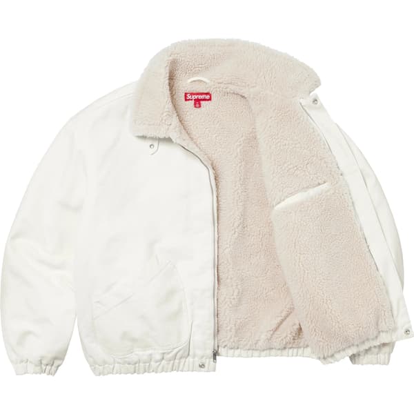 Supreme Faux Shearling Lined Bomber Jacket - White (front)