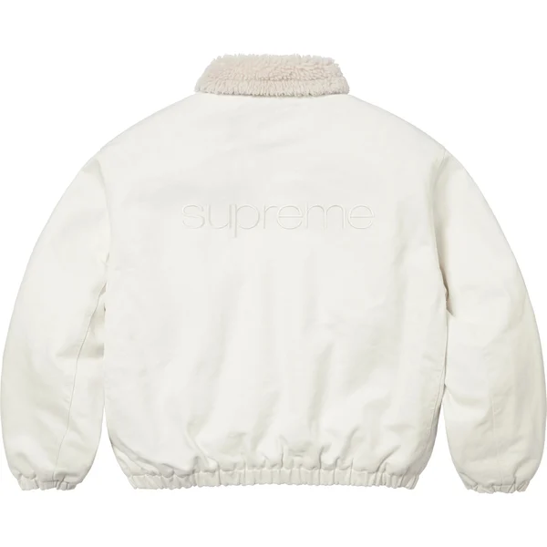 Supreme Faux Shearling Lined Bomber Jacket - White (front)