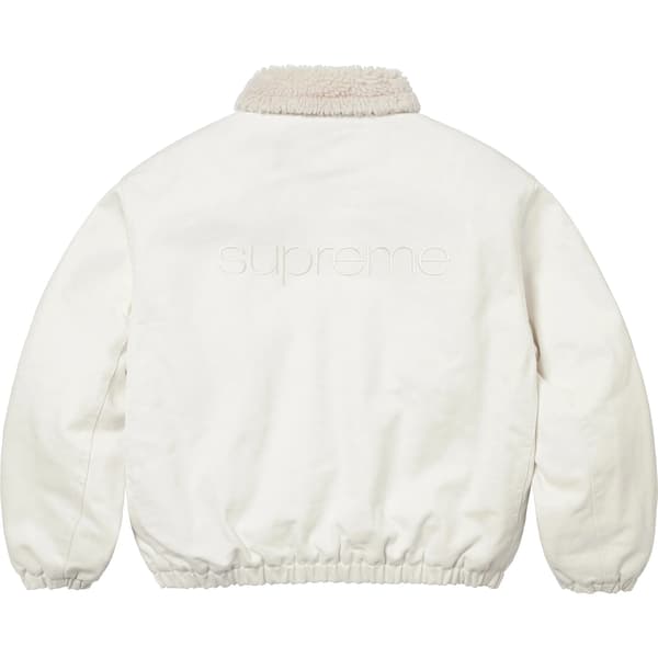 Supreme Faux Shearling Lined Bomber Jacket - White (front)