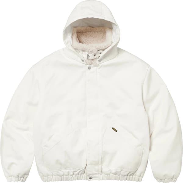 Supreme Faux Shearling Lined Bomber Jacket - White (front)