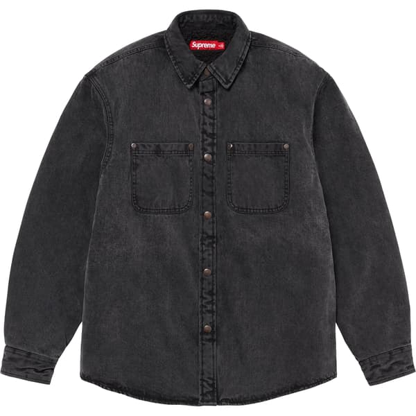 Supreme Faux Shearling Lined Work Shirt - Black Denim (front)