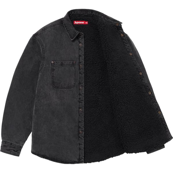Supreme Faux Shearling Lined Work Shirt - Black Denim (front)